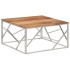 Mesa de centro acero inoxidable plateado y madera maciza
