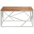 Mesa de centro acero inoxidable plateado y madera maciza