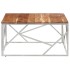 Mesa de centro acero inoxidable plateado y madera maciza