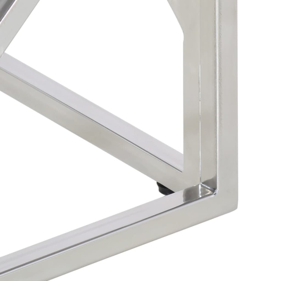 Mesa de centro acero inoxidable plateado y madera maciza