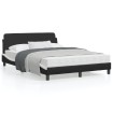 Estructura cama cabecero cuero sintético negro blanco 140x200cm