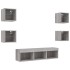 Muebles TV pared con LED 7 pzas madera ingeniería gris