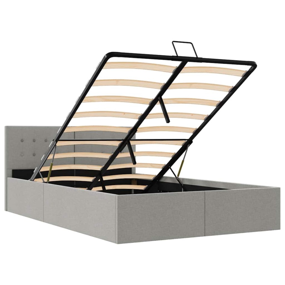 Cama hidráulica almacenaje sin colchón gris claro 140x200