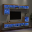 Muebles TV pared con LED 8 pzas madera ingeniería roble Sonoma