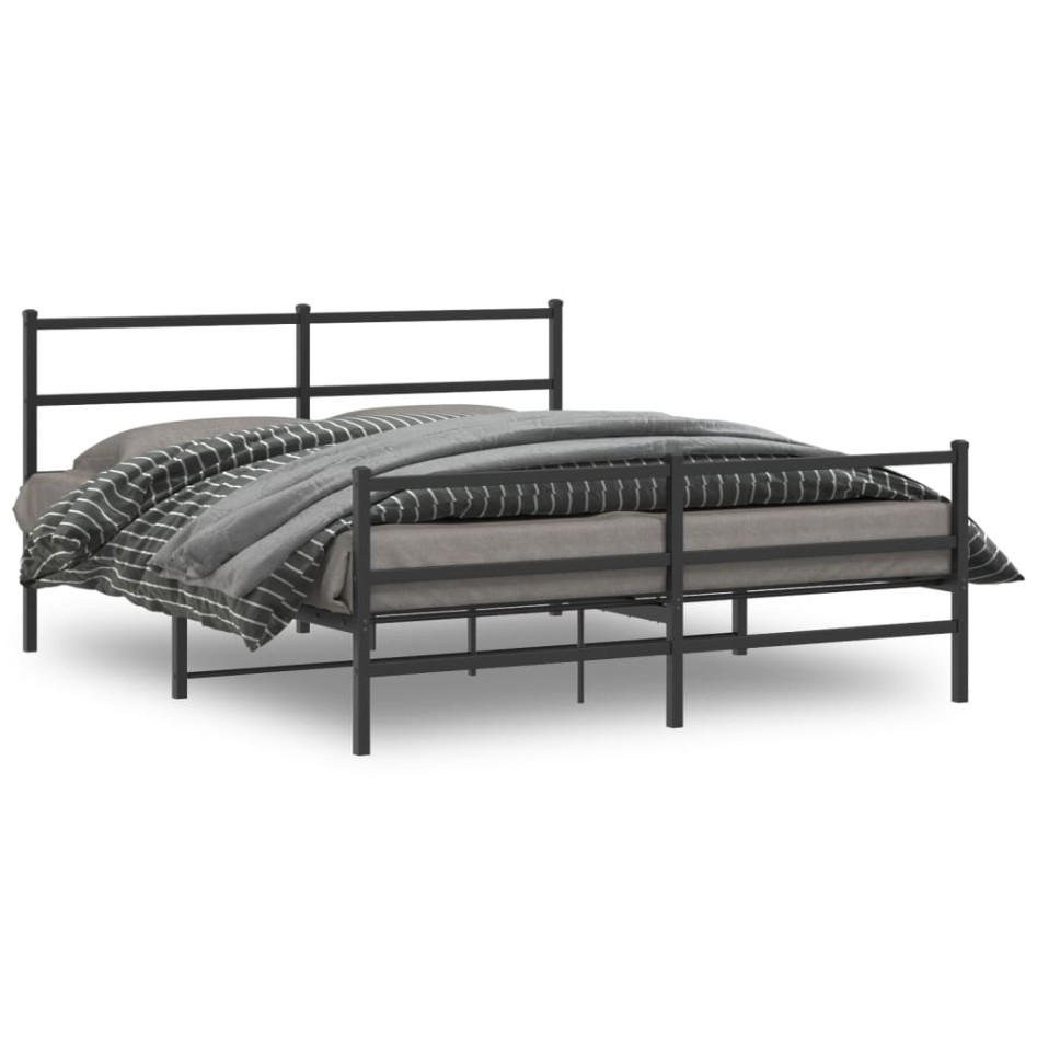 Estructura cama sin colchón con estribo metal negro 160x200