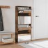 Mueble zapatero con espejo 4 niveles roble ahumado 63x17x134