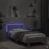 Estructura de cama cabecero luces LED gris hormigón 90x200