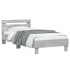 Estructura de cama cabecero luces LED gris hormigón 90x200