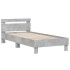 Estructura de cama cabecero luces LED gris hormigón 90x200
