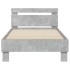 Estructura de cama cabecero luces LED gris hormigón 90x200