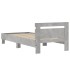 Estructura de cama cabecero luces LED gris hormigón 90x200
