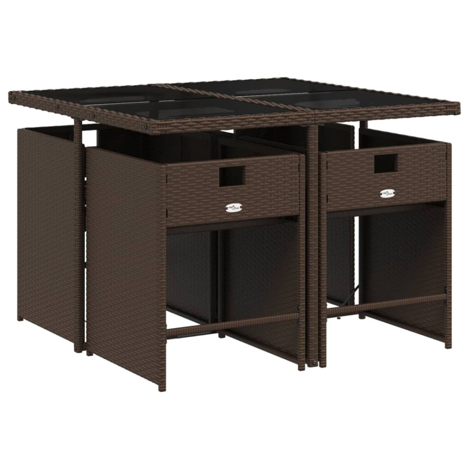 Set comedor de jardín 5 piezas y cojines ratán sintético