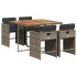Set comedor de jardín 5 piezas con cojines ratán sintético
