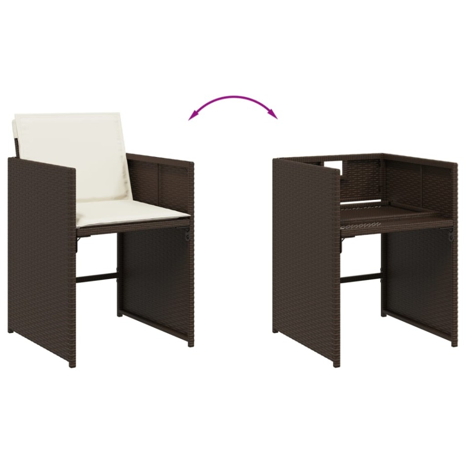 Set comedor de jardín 7 pzas con cojines ratán sintético