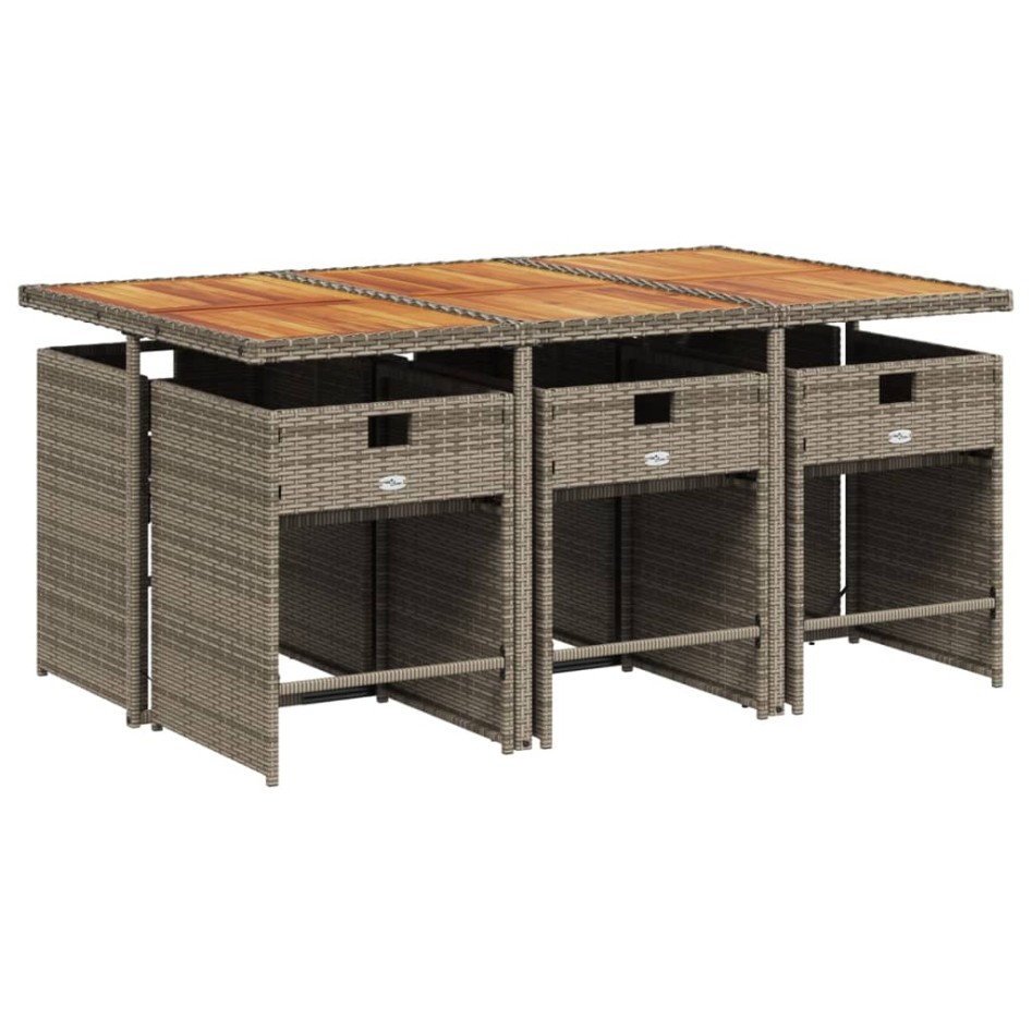 Set comedor jardín 7 pzas y cojines ratán sintético