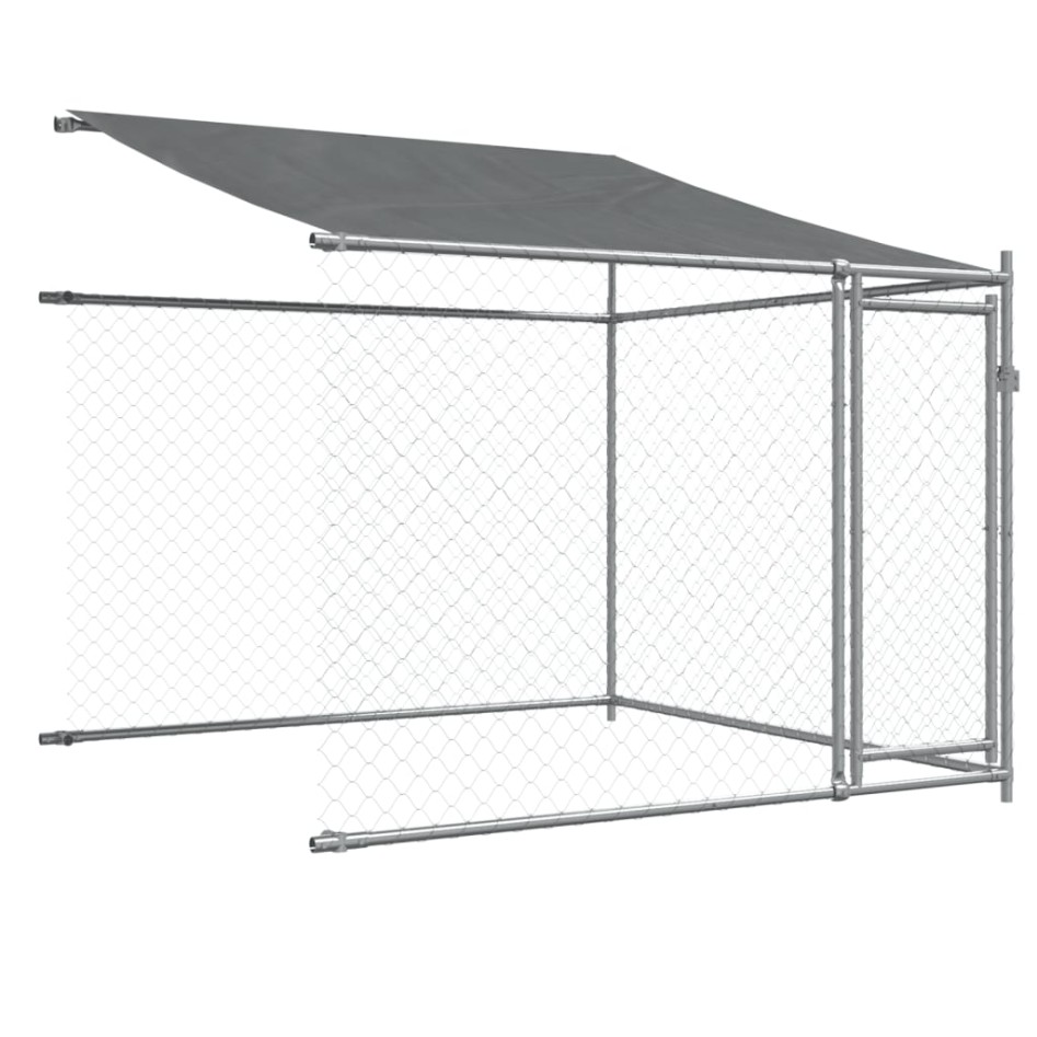 Jaula de perros techo y puertas acero galvanizado gris 4x2x2