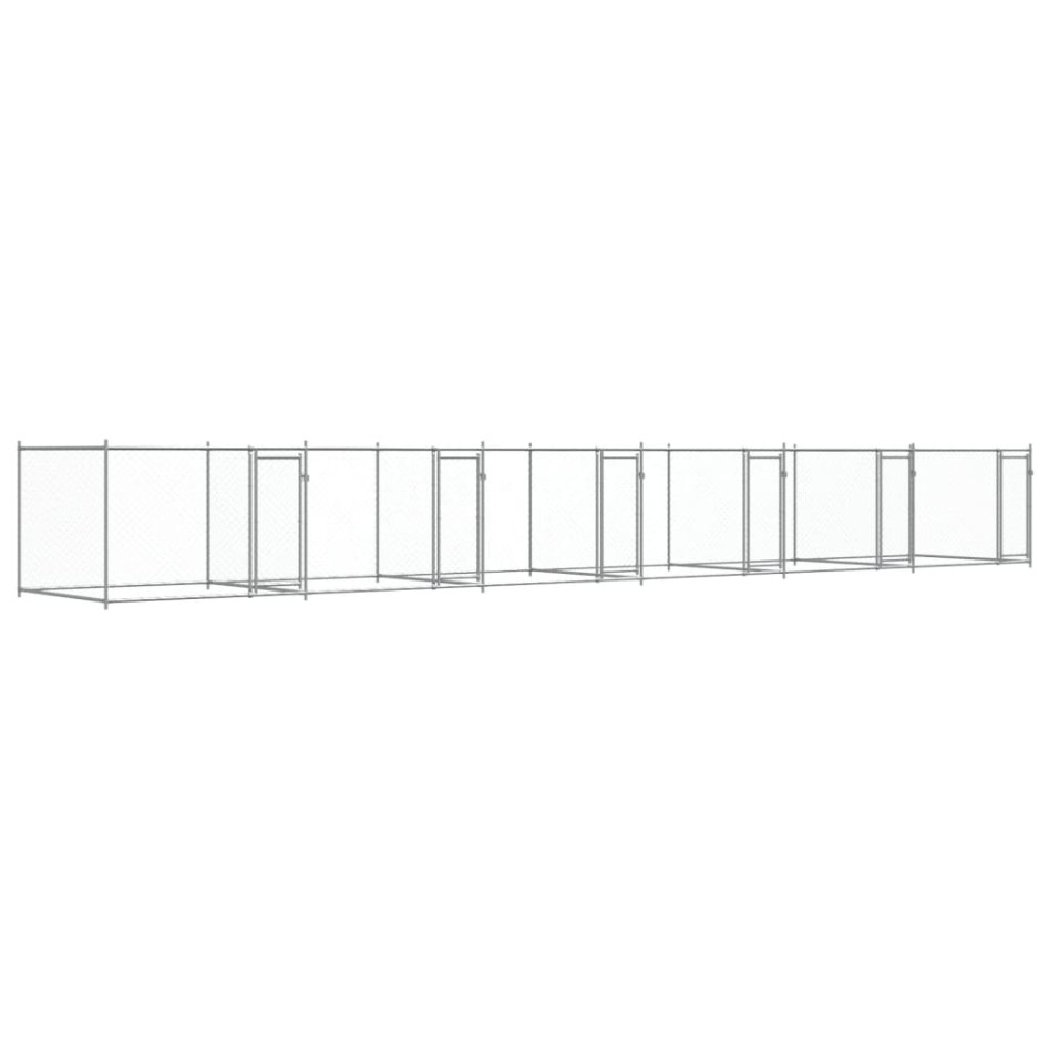 Jaula de perros con puertas acero galvanizado gris 12x2x1,5