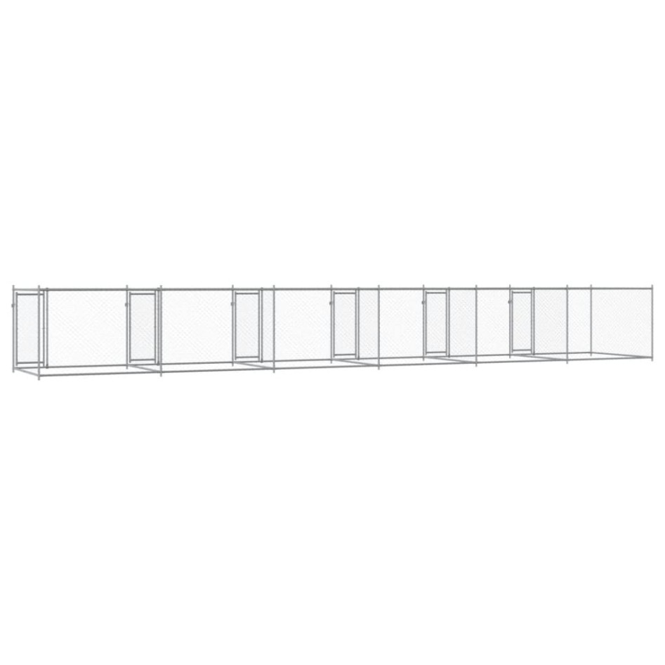 Jaula de perros con puertas acero galvanizado gris 12x2x1,5