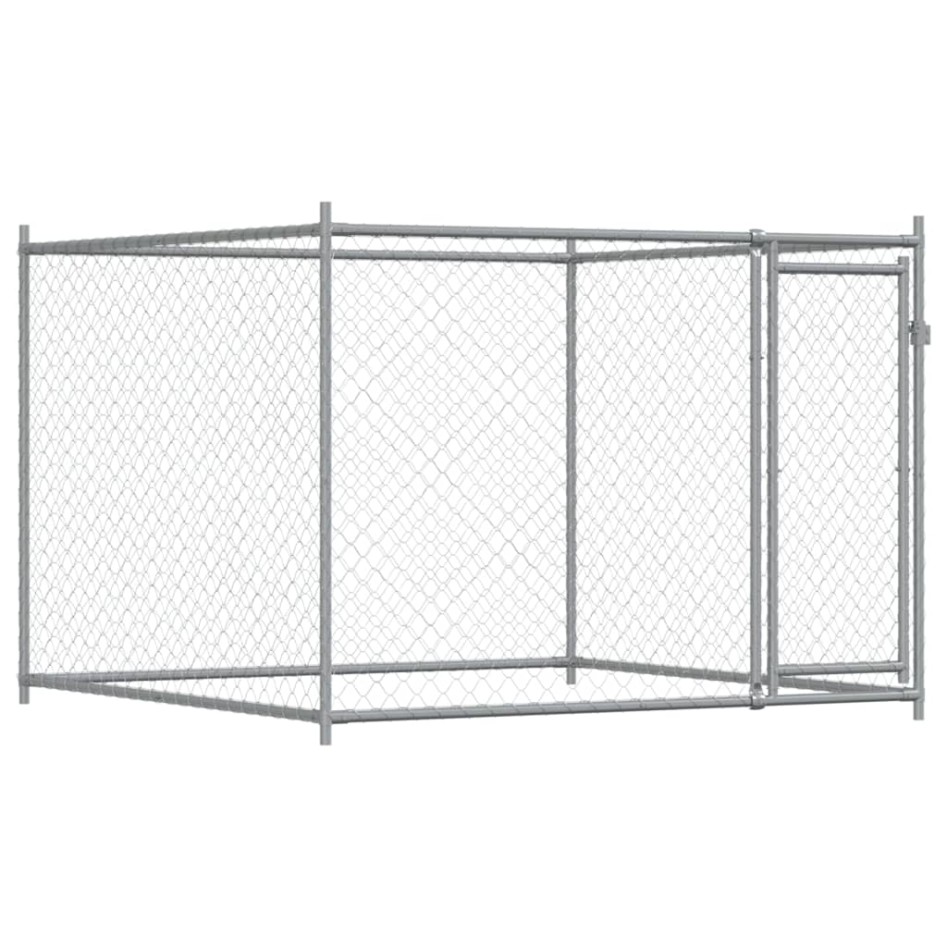 Jaula de perros con puertas acero galvanizado gris 12x2x1,5