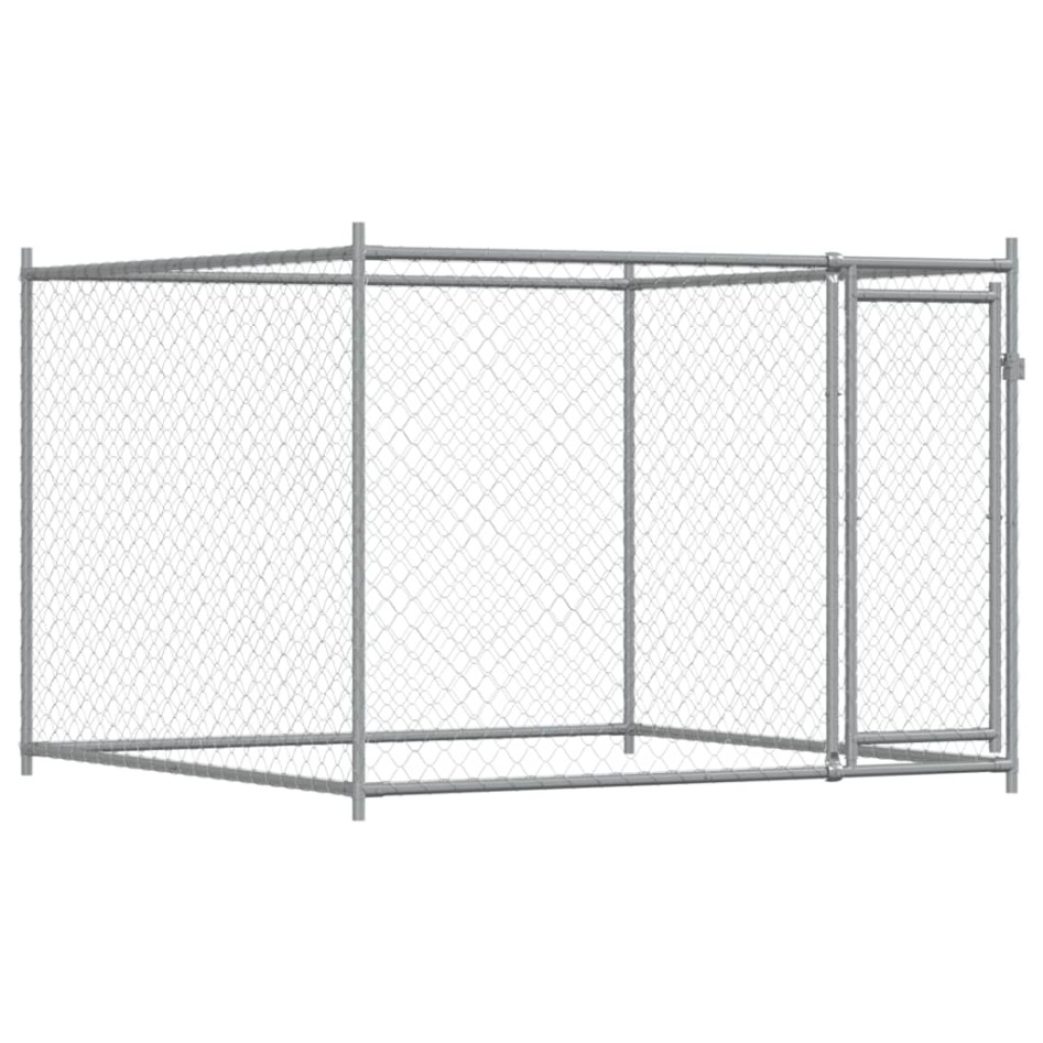 Jaula de perros con puertas acero galvanizado gris 8x2x1,5