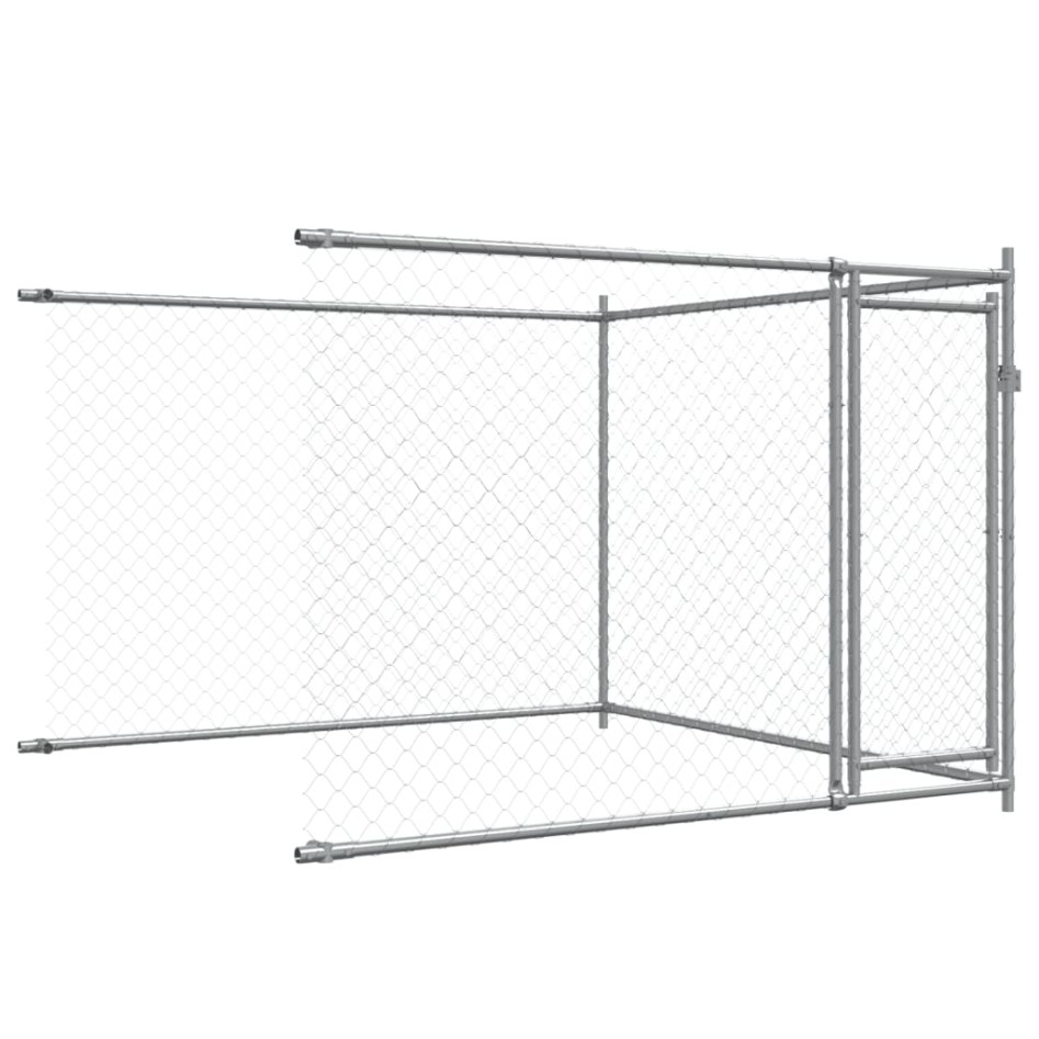 Jaula de perros con puertas acero galvanizado gris 8x2x1,5