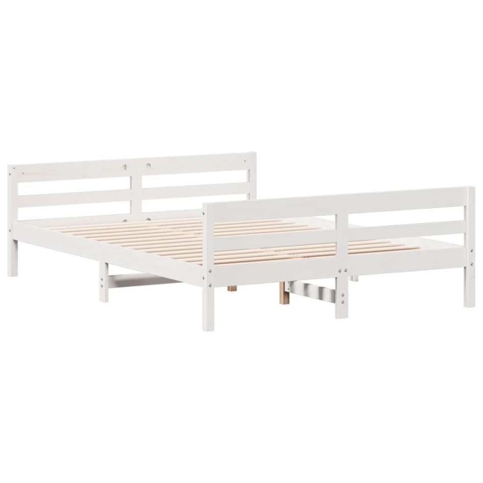 Estructura de cama sin colchón madera de pino blanca 140x200