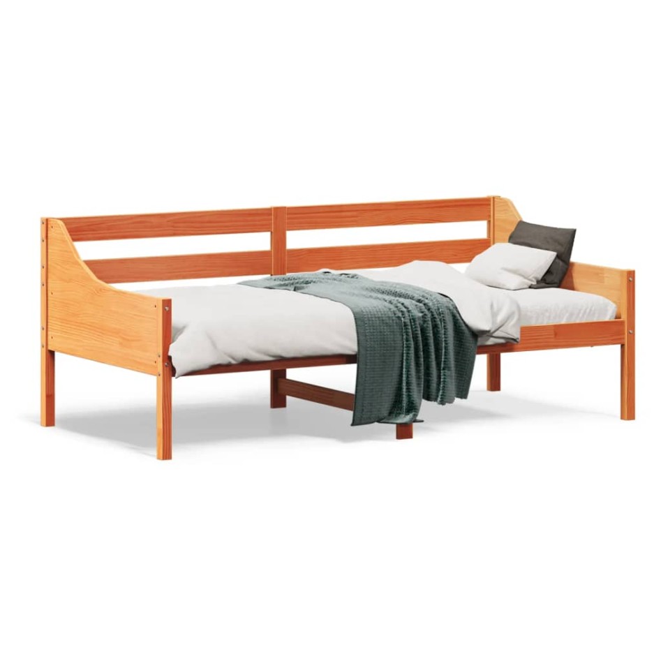 Sofá cama sin colchón madera maciza pino marrón cera 90x190