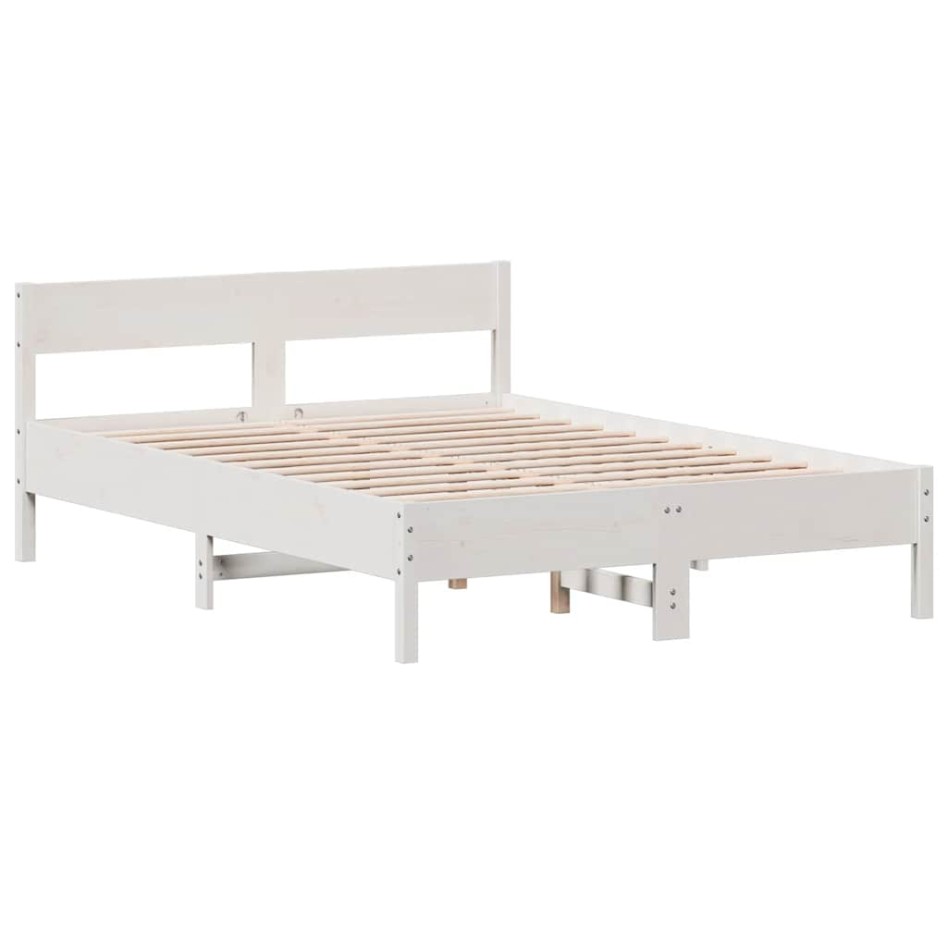 Estructura de cama sin colchón madera de pino blanca 150x200