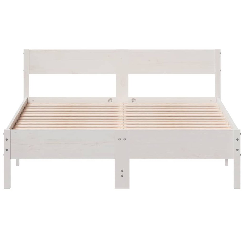 Estructura de cama sin colchón madera de pino blanca 150x200