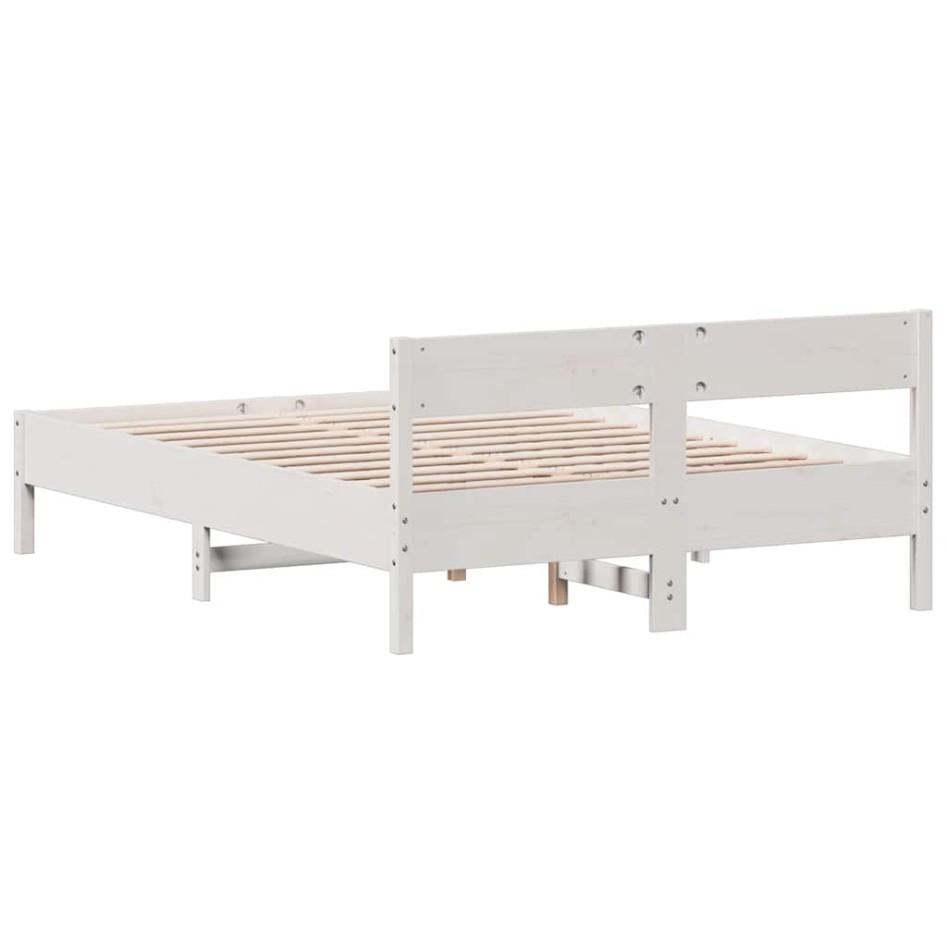 Estructura de cama sin colchón madera de pino blanca 150x200