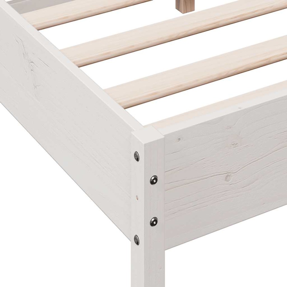 Estructura de cama sin colchón madera de pino blanca 150x200