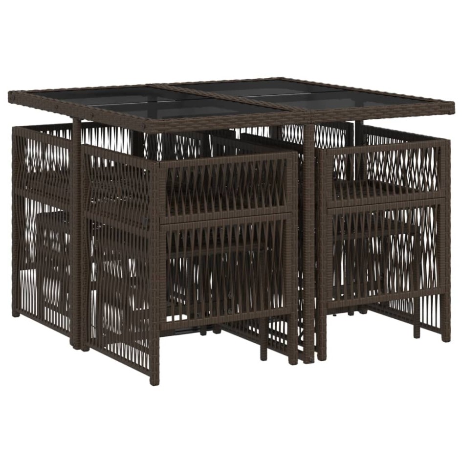 Set comedor para jardín 9 pzas y cojines ratán sintético