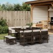 Set comedor de jardín 11 pzas y cojines ratán sintético marrón