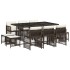 Set comedor de jardín 11 pzas y cojines ratán sintético