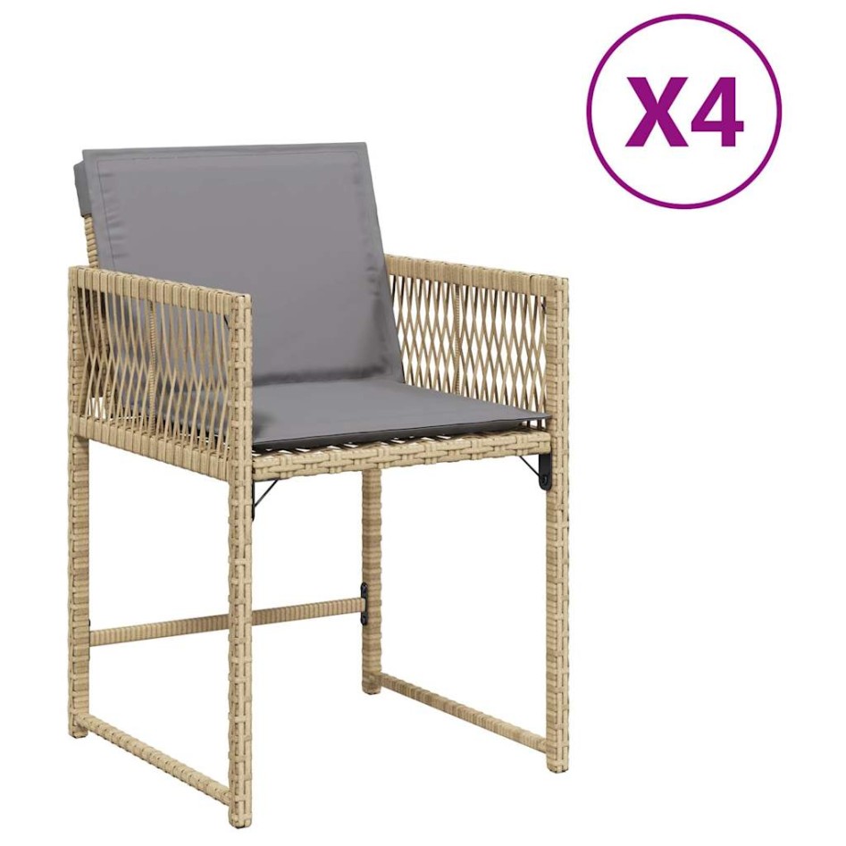 Sillones jardín con cojines 4 uds ratán sintético beige