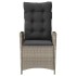 Sillón de jardín reclinable con cojines ratán PE gris