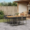 Set comedor jardín 7 pzas y cojines ratán sintético gris