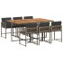 Set comedor jardín 7 pzas y cojines ratán sintético