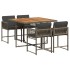 Set comedor de jardín 5 piezas con cojines ratán sintético