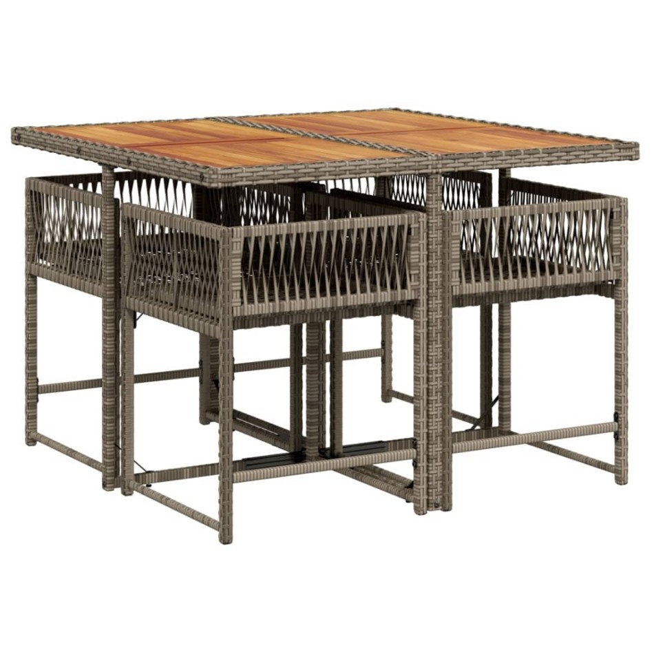 Set comedor de jardín 5 piezas con cojines ratán sintético