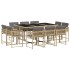 Set comedor de jardín 11 pzas con cojines ratán sintético