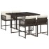 Set comedor de jardín 5 piezas y cojines ratán sintético