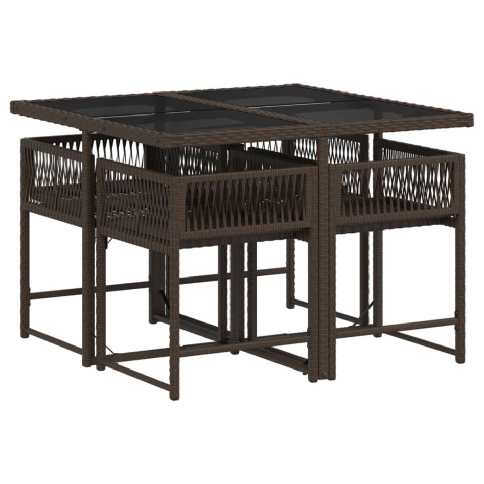 Set comedor de jardín 5 piezas y cojines ratán sintético