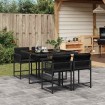Set de muebles jardín 5 pzas con cojines ratán sintético negro