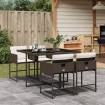 Set comedor de jardín 5 piezas y cojines ratán sintético marrón