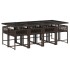 Set comedor para jardín 9 pzas y cojines ratán sintético