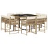 Set comedor de jardín 9 pzas con cojines ratán sintético