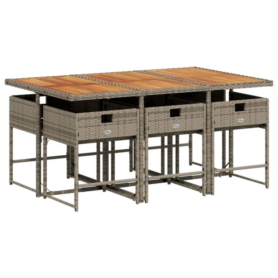 Set comedor jardín 7 pzas y cojines ratán sintético