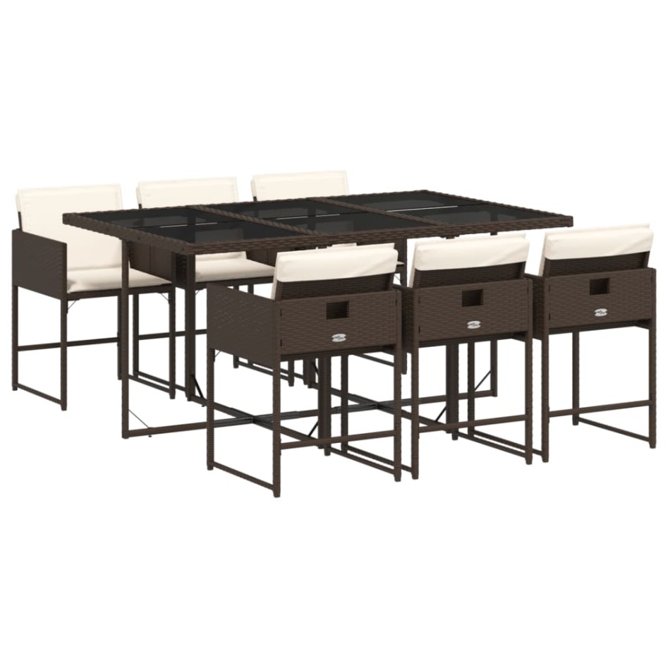 Set comedor de jardín 7 pzas con cojines ratán sintético