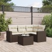 Set comedor de jardín 5 piezas y cojines ratán sintético marrón